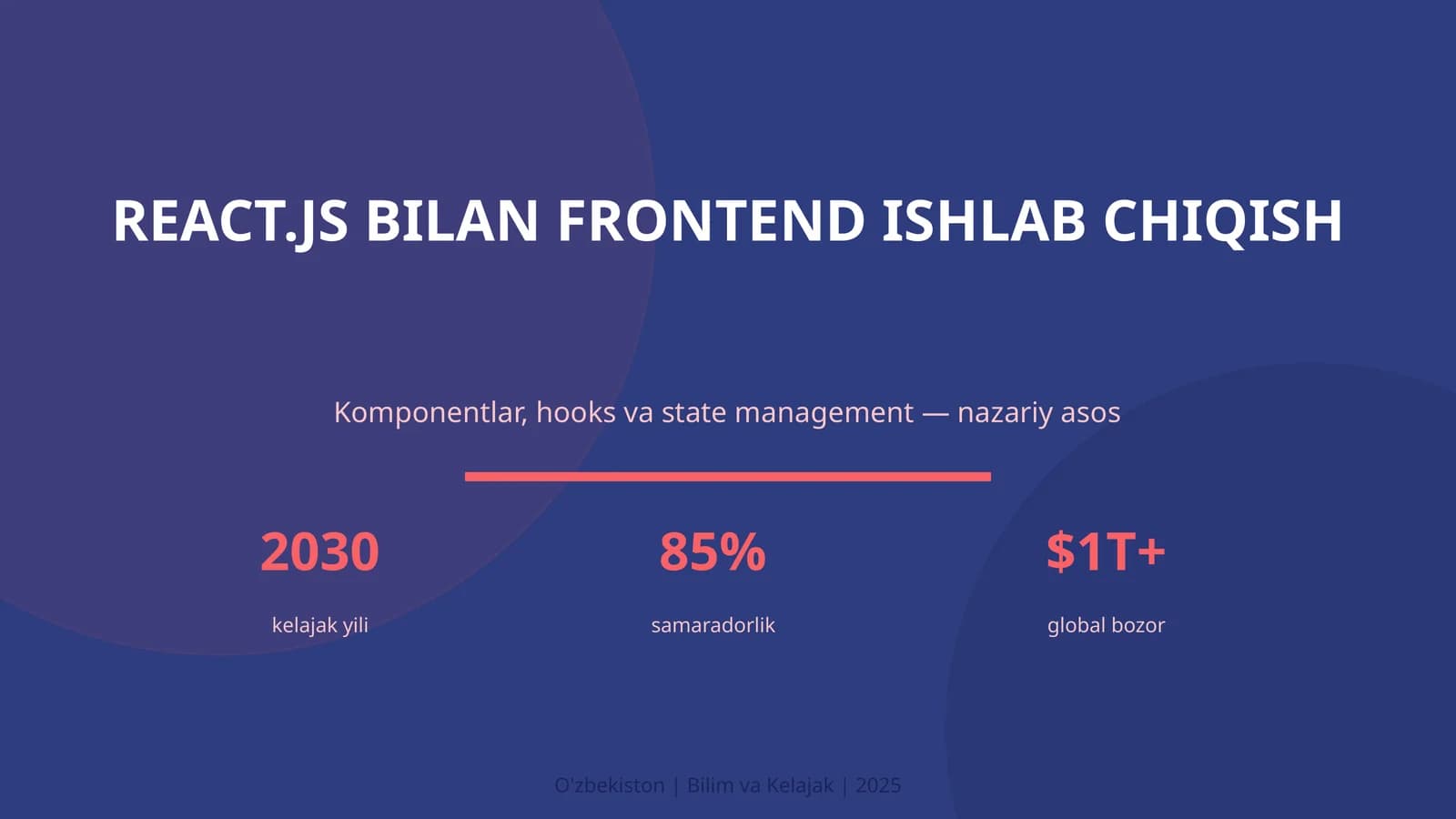 REACT.JS BILAN FRONTEND ISHLAB CHIQISH