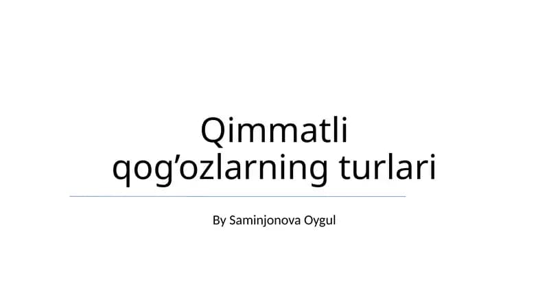 Qimmatli qog’ozlarning turlari