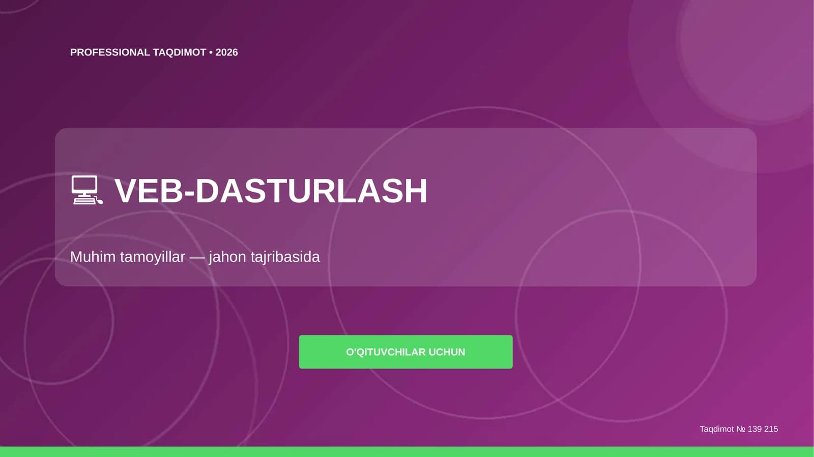 Veb-Dasturlash Muhim Tamoyillar