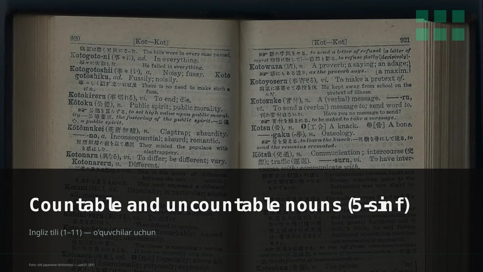 Countable and uncountable nouns (5-sinf)