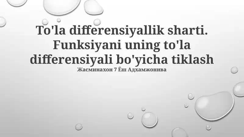 To'la differensiyallik sharti