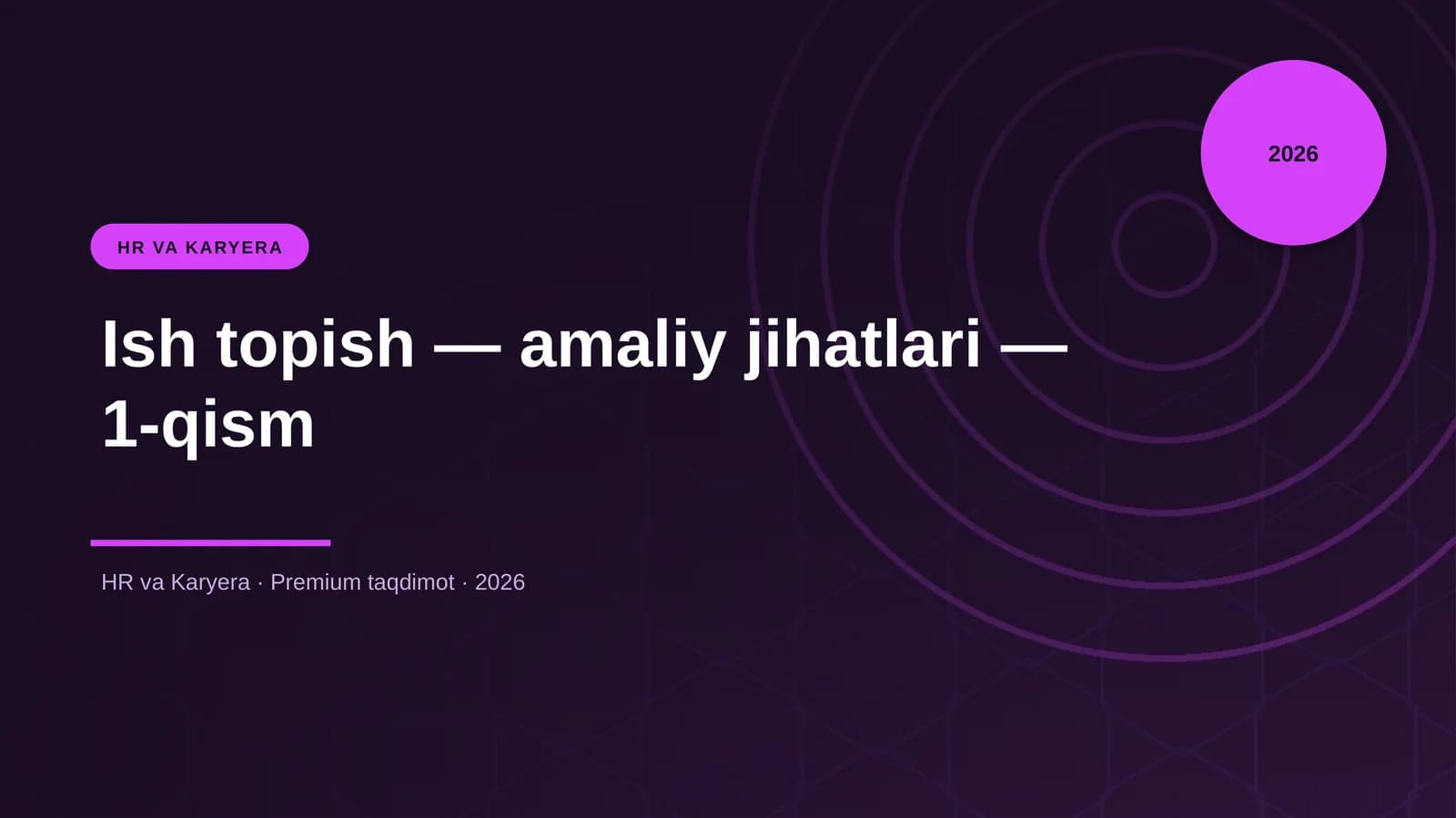 Ish topish — amaliy jihatlari — 1-qism