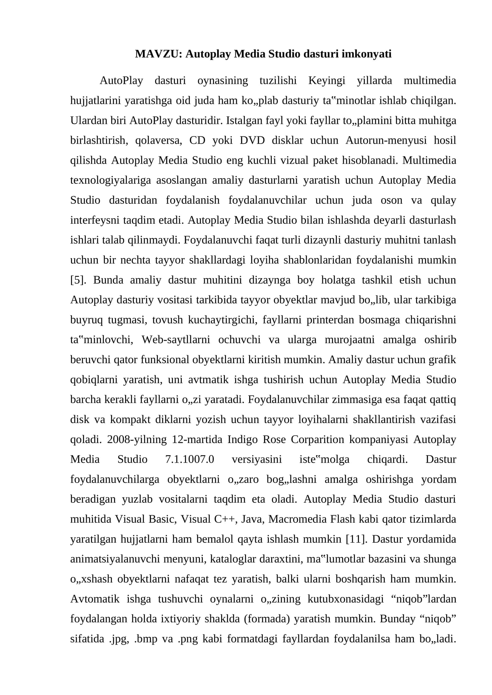 Autoplay Media Studio dasturi imkonyati