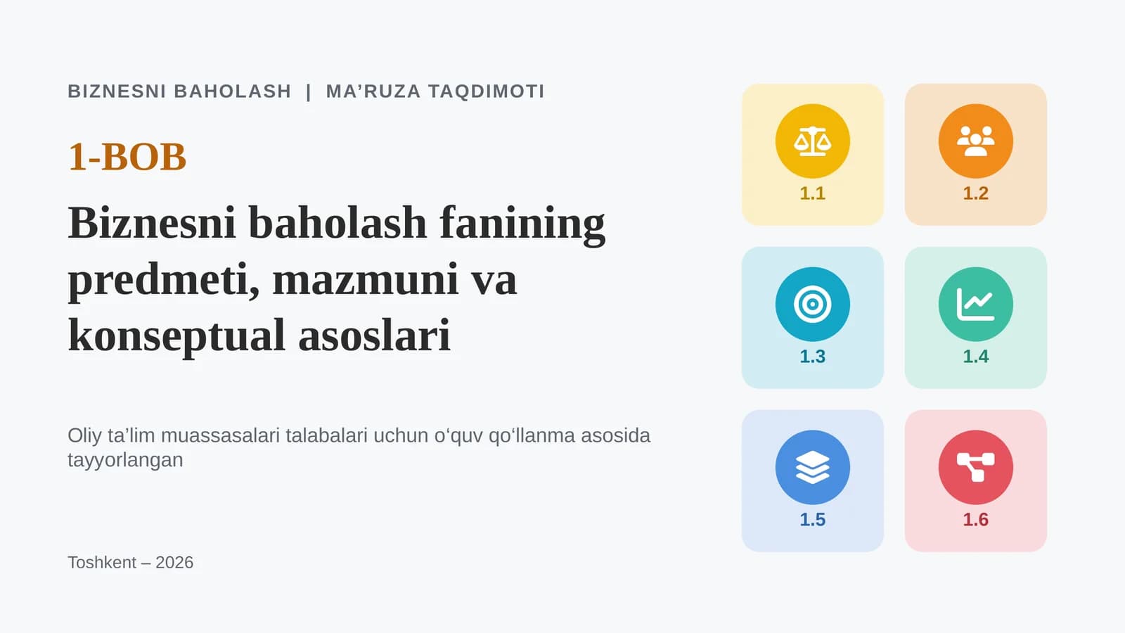 BIZNESNI BAHOLASH | MA’RUZA TAQDIMOTI