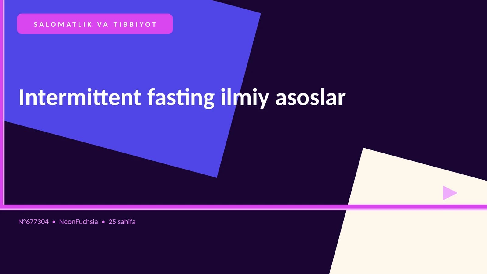 Salomatlik va Tibbiyot Intermittent Fasting Ilmiy Asoslar