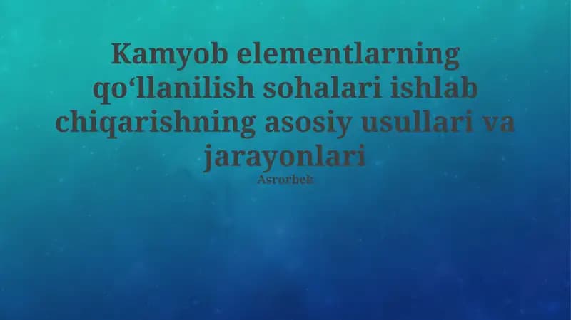 Nodir yer elementlarining qo'llanish sohalari