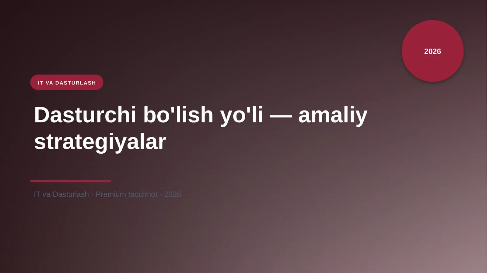 Dasturchi bo'lish yo'li — amaliy strategiyalar