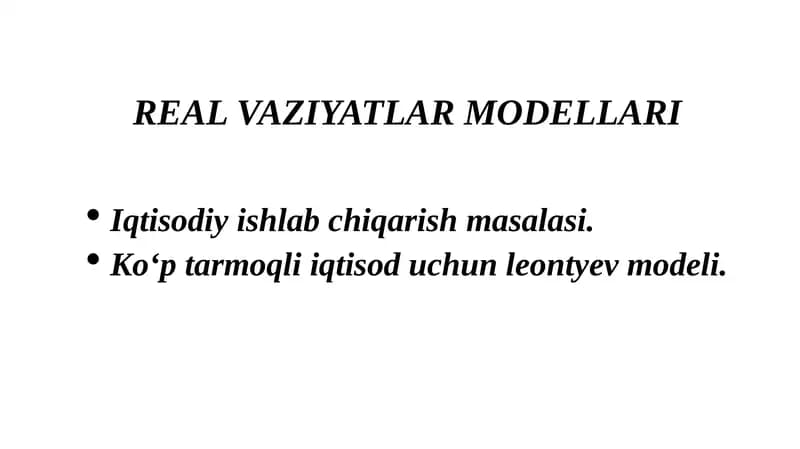 REAL VAZIYATLAR MODELLARI