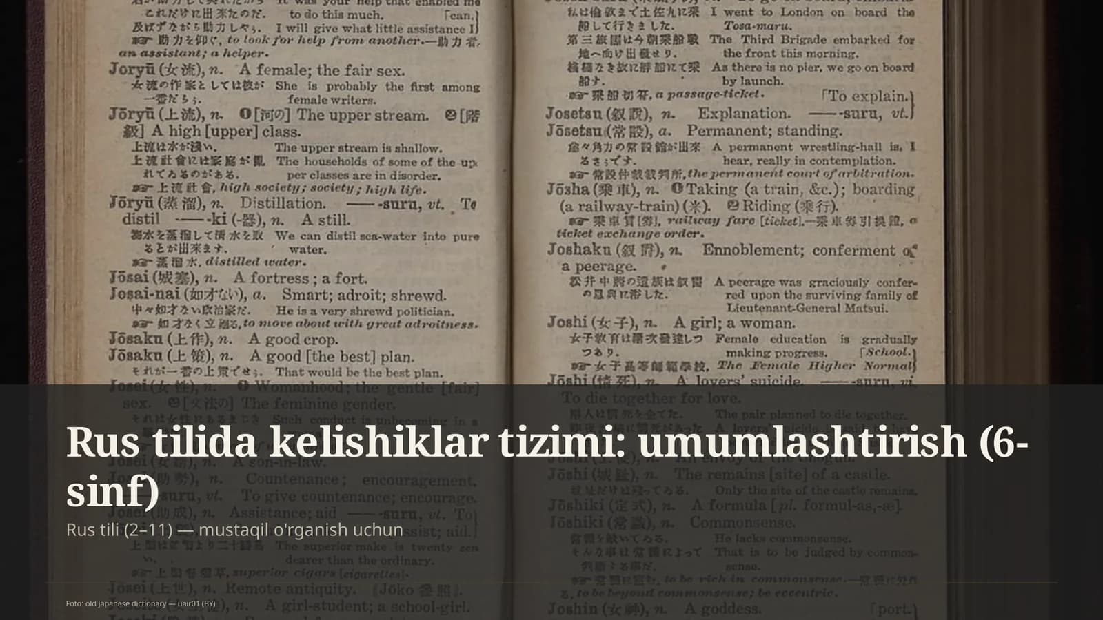 Rus tilida kelishiklar tizimi: umumlashtirish (6-sinf)