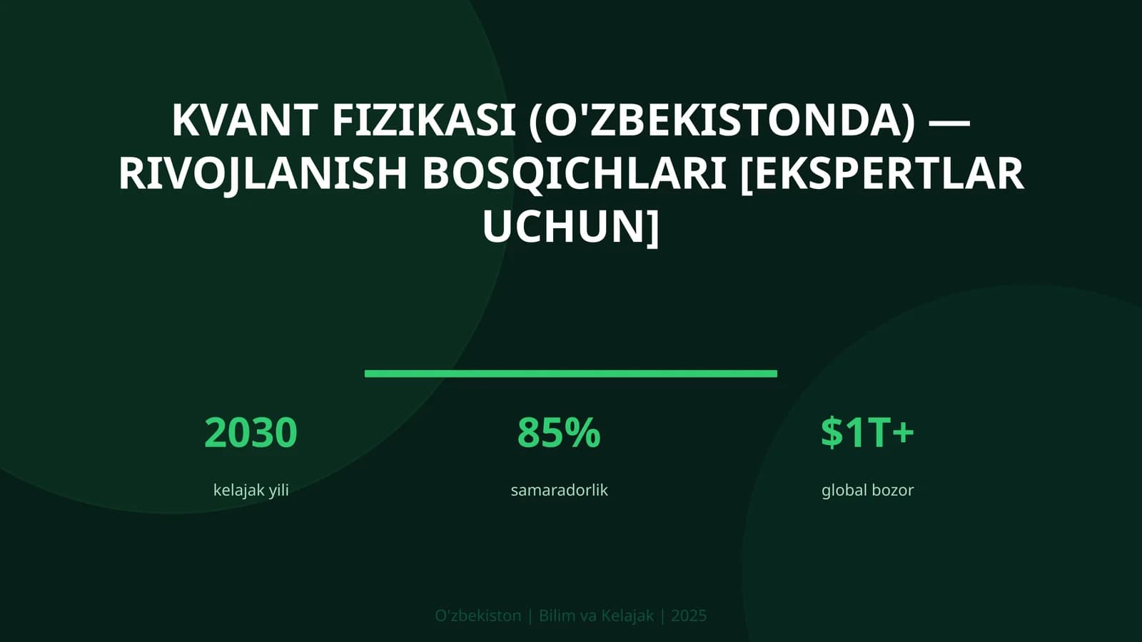 Kvant fizikasi (O'zbekistonda) — rivojlanish bosqichlari [ekspertlar uchun]