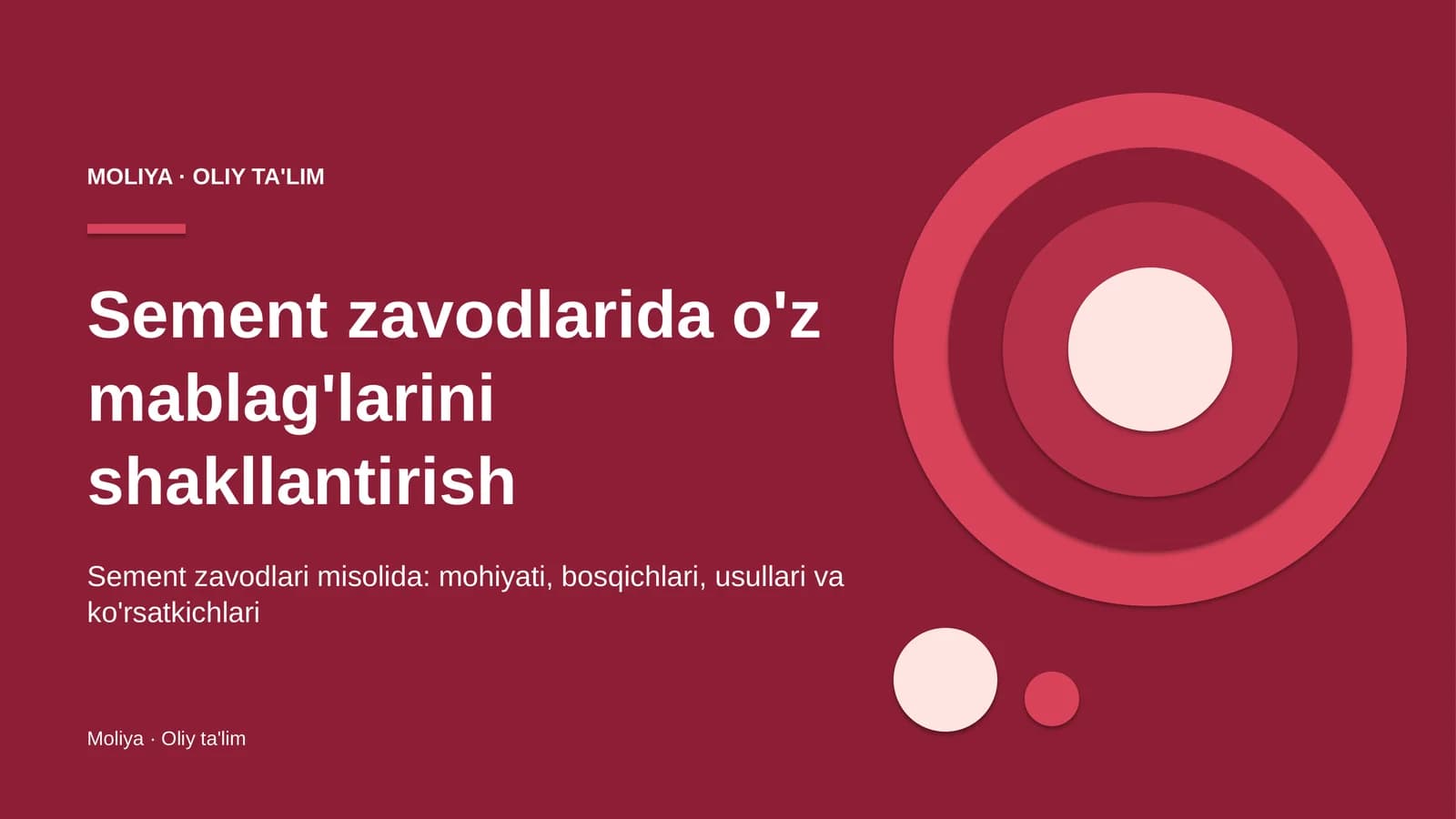 Sement zavodlarida o'z mablag'larini shakllantirish