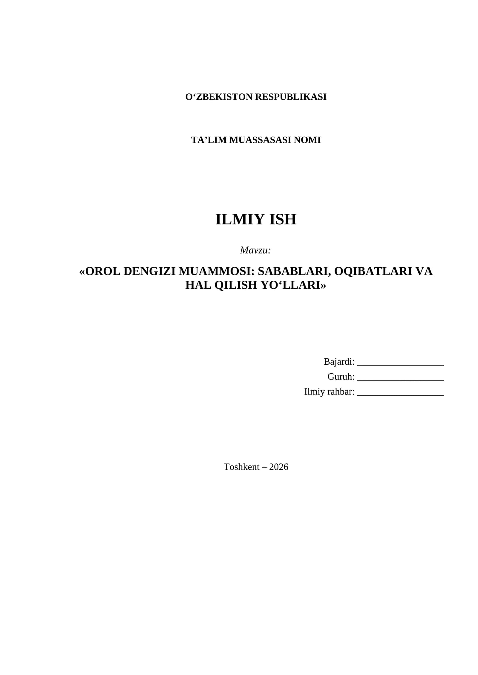 Referat Orol dengizi muammosi
