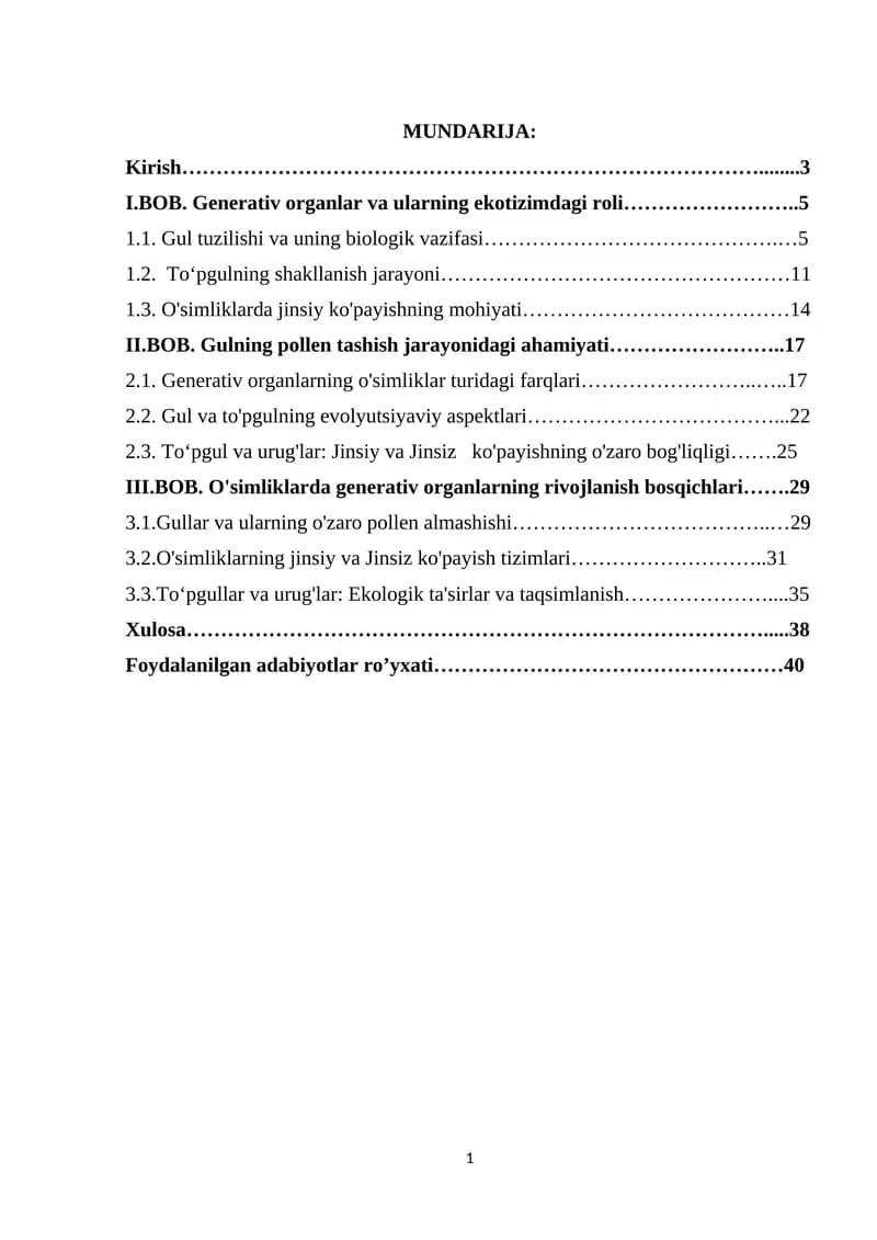 Generativ organlar.Gul. Toʻpgullar