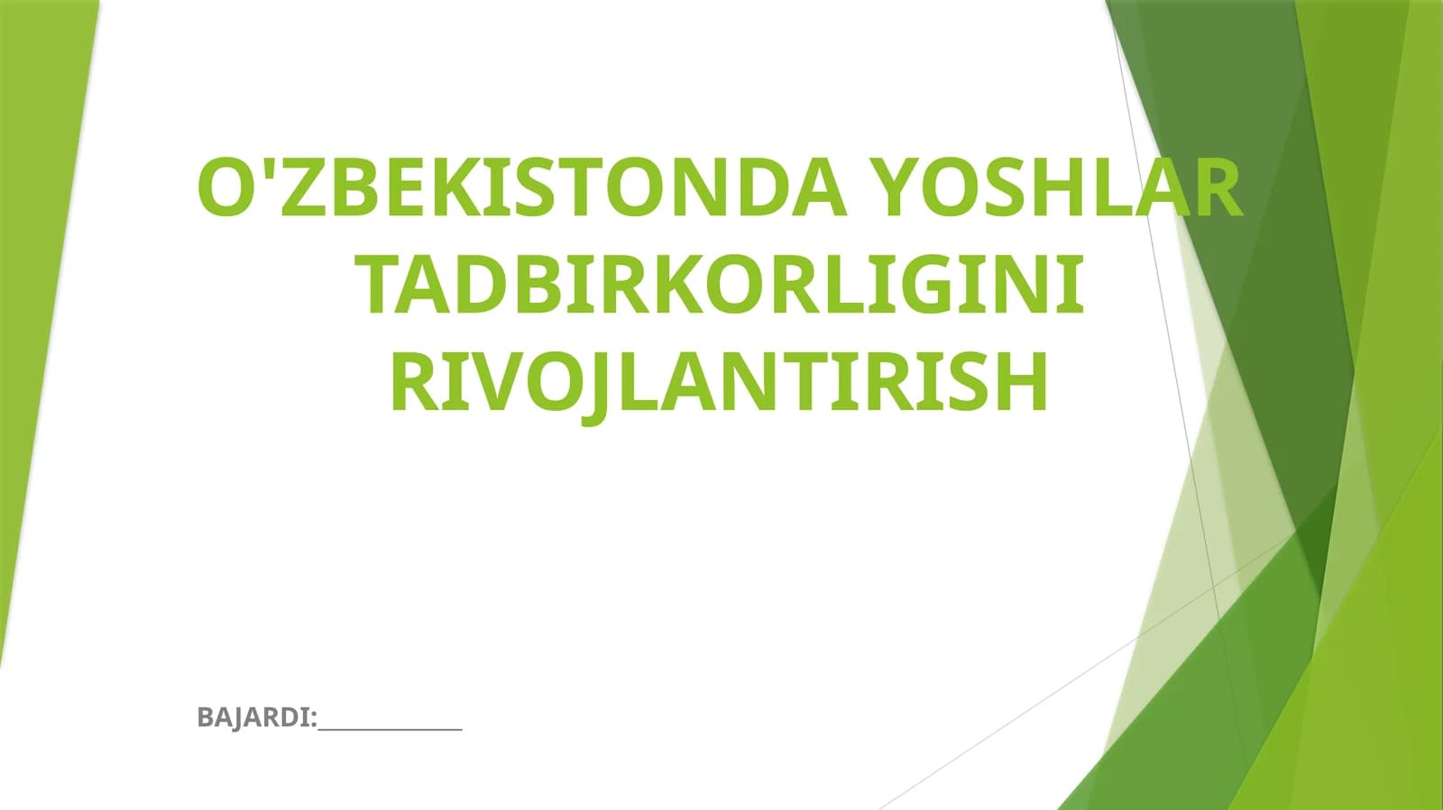Yoshlar tadbirkorligini rivojlantirish
