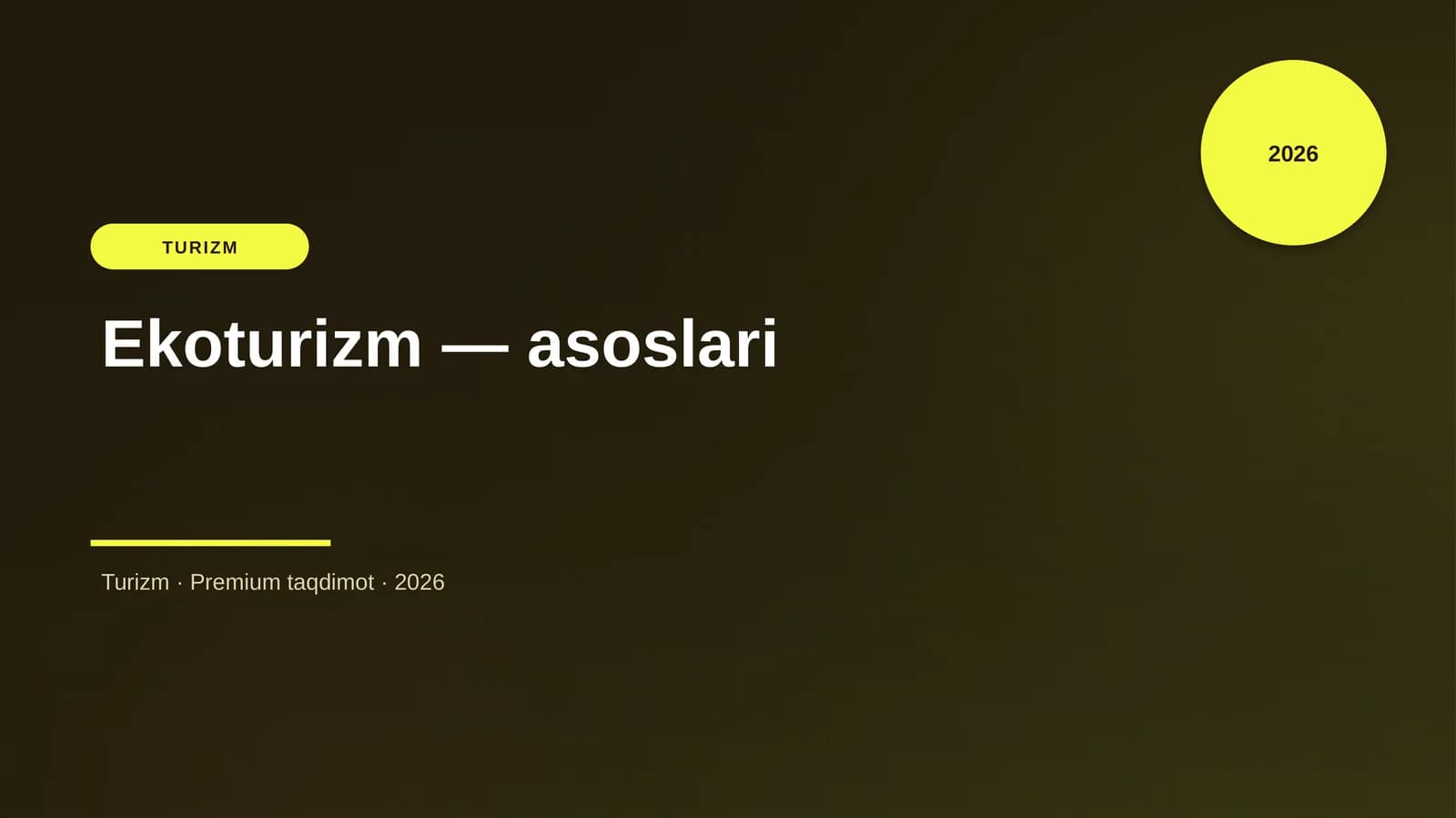 Ekoturizm — asoslari
