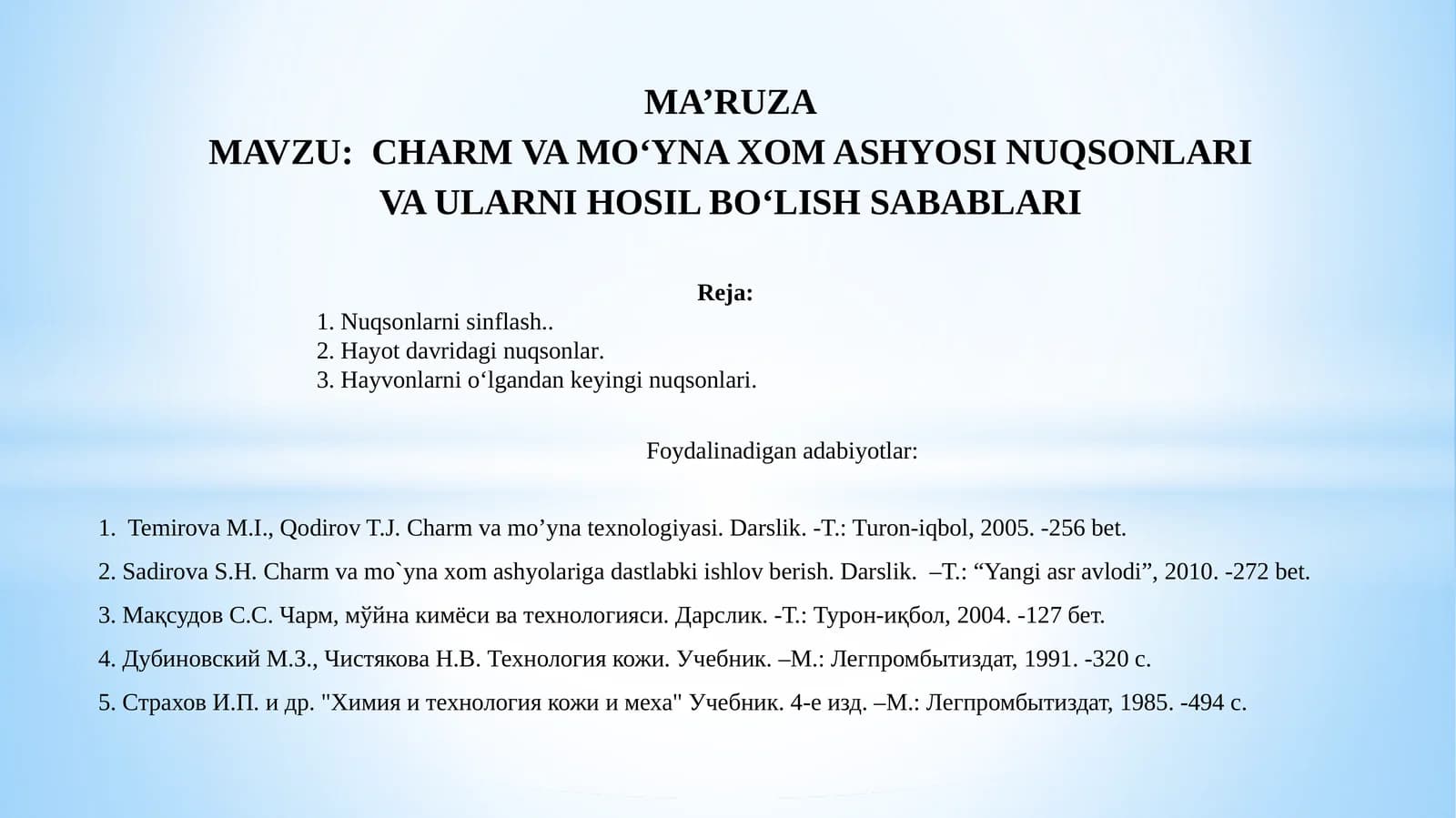 CHARMOYNA KIMYOSI VA TEKNOLOGIYASI