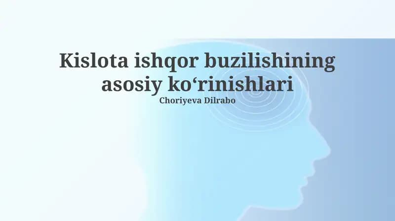 Kislota ishqor buzilishining asosiy koʻrinishlari