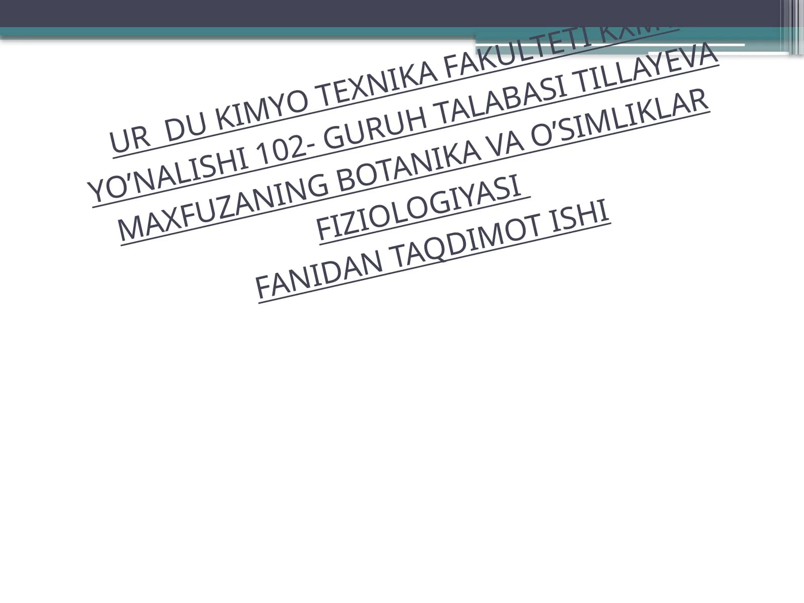 O'Simliklar Morfologiyasi