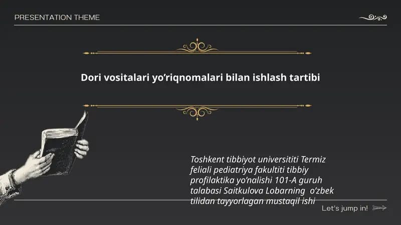Dori Vositalari Yo'riqnomalari bilan ishlash tartibi