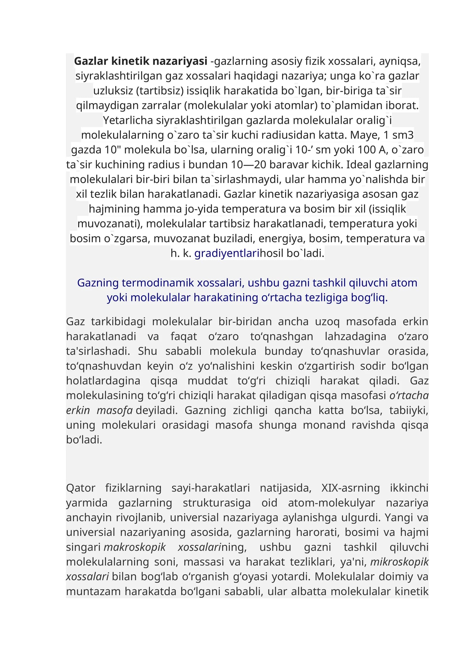 Gazlar Kinetik Nazariyasi
