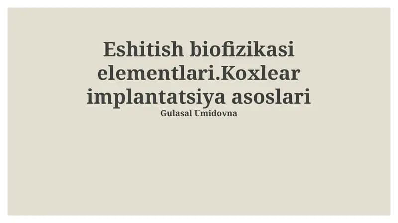 Eshitish biofizikasi elementlari