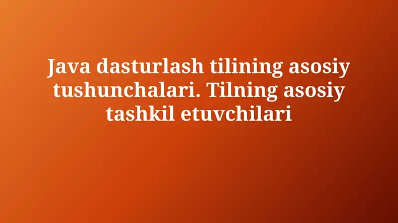 Java asoslari