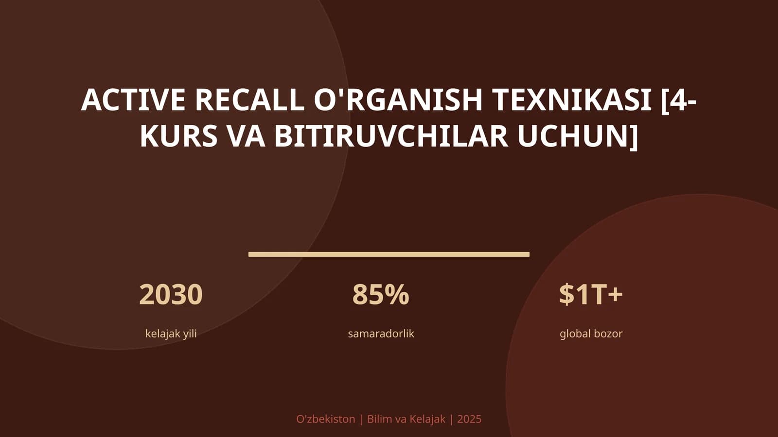 Active recall o'rganish texnikasi [4-kurs va bitiruvchilar uchun]