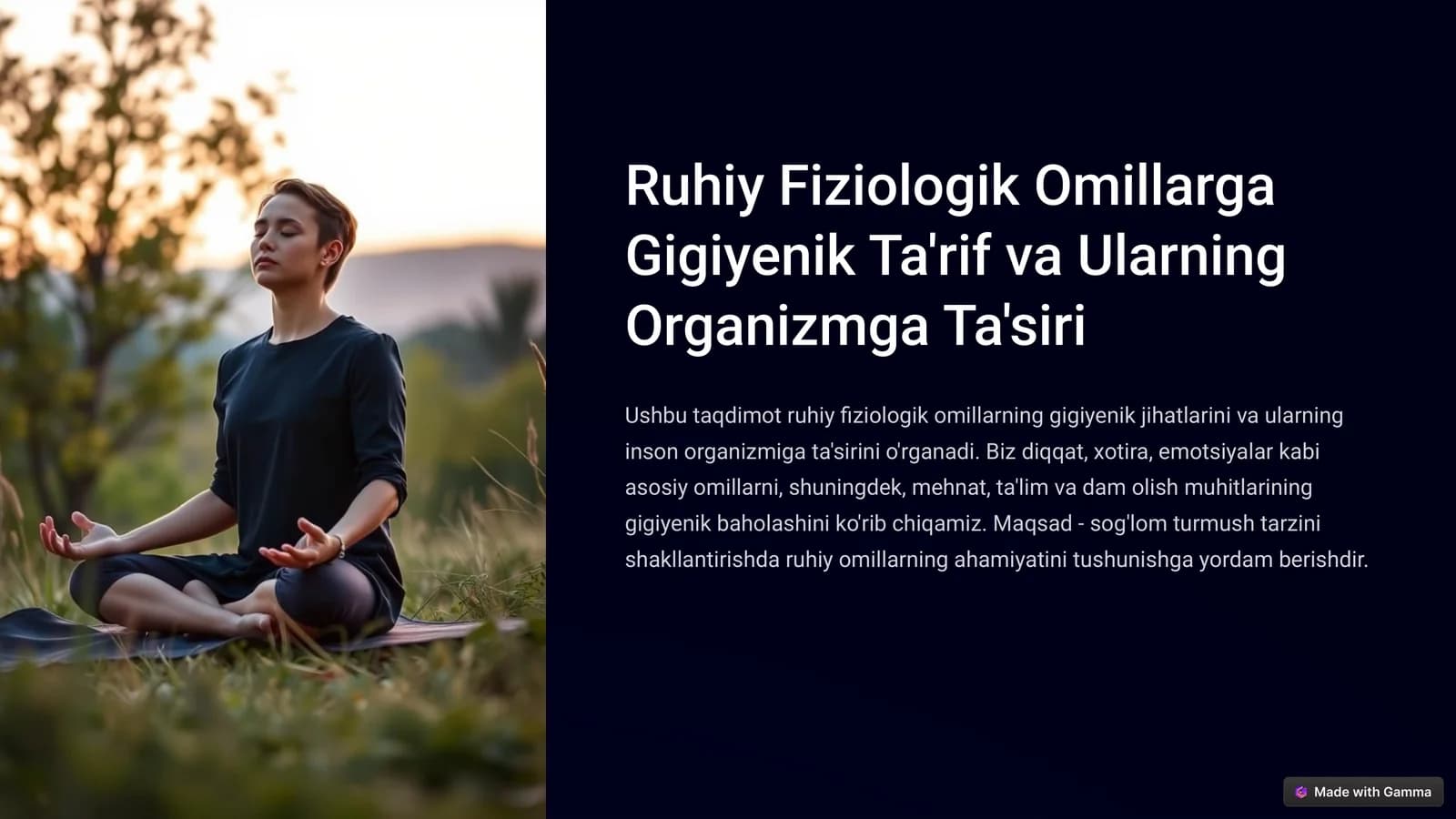 Ruhiy Fiziologik Omillarga Gigiyenik Ta'rif va Ularning Organizmga Ta'siri