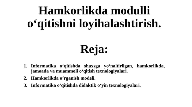 Informatika o'qitishda texnologiyalar