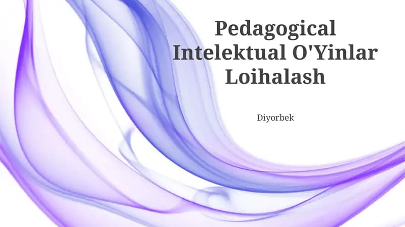 Pedagogik Intellektual O'Yinlar Loihalash