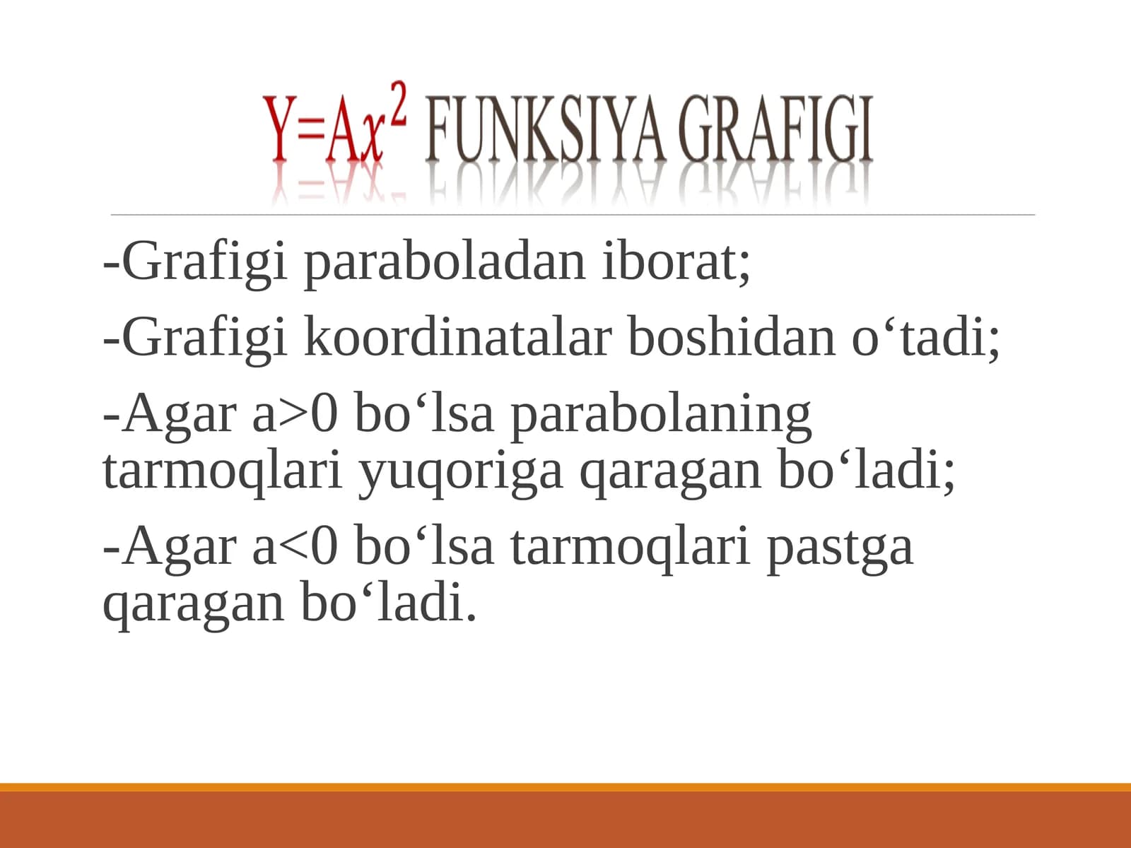 Grafigi paraboladan iborat