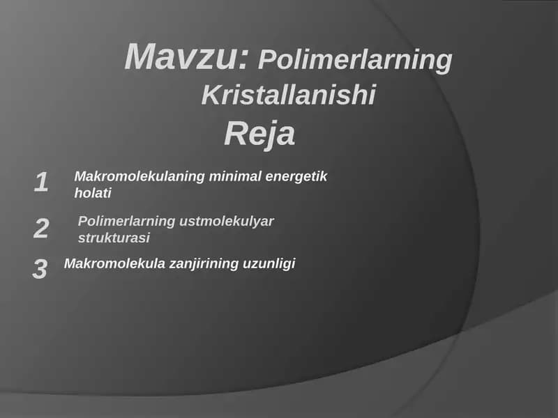 Polimerlarning kristallanishi