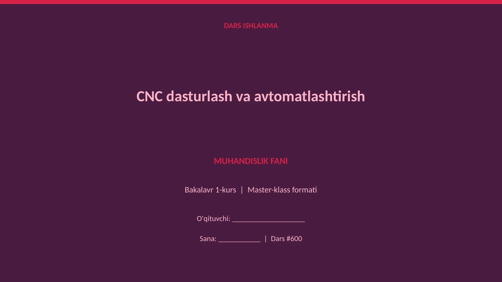CNC dasturlash va avtomatlashtirish