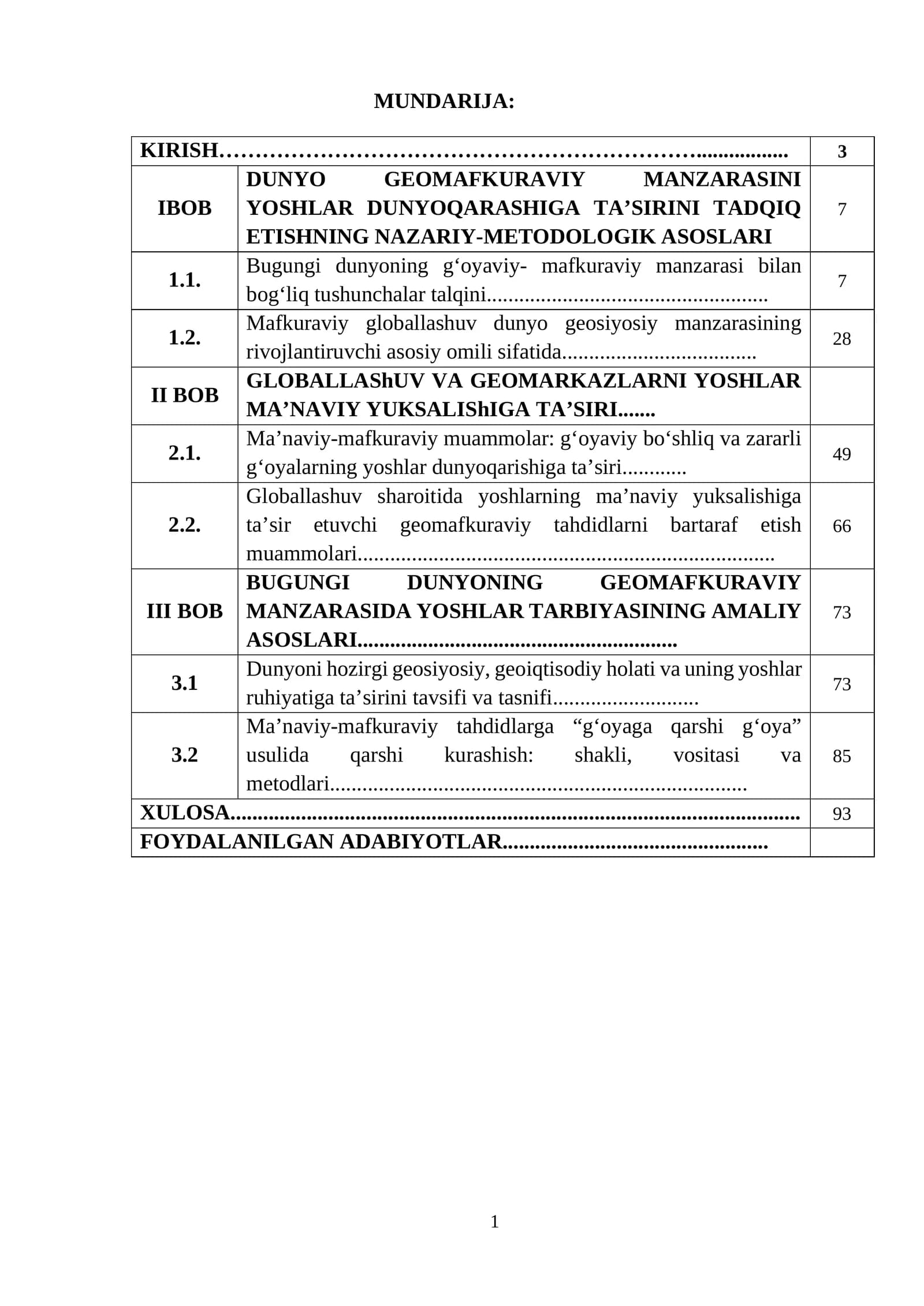 Dunyo geomafraviy manzarasini yoshlar dunyoqarashiga ta'sirini tadqiq etishning nazariy-metodologik asoslari