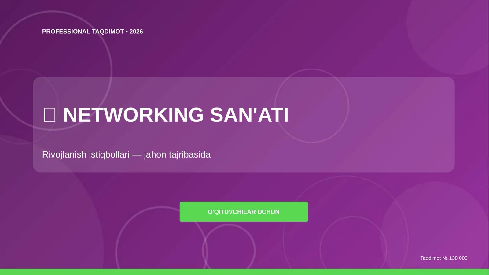 Networking san'ati: rivojlanish istiqbollari (jahon tajribasida) [o'qituvchilar uchun]