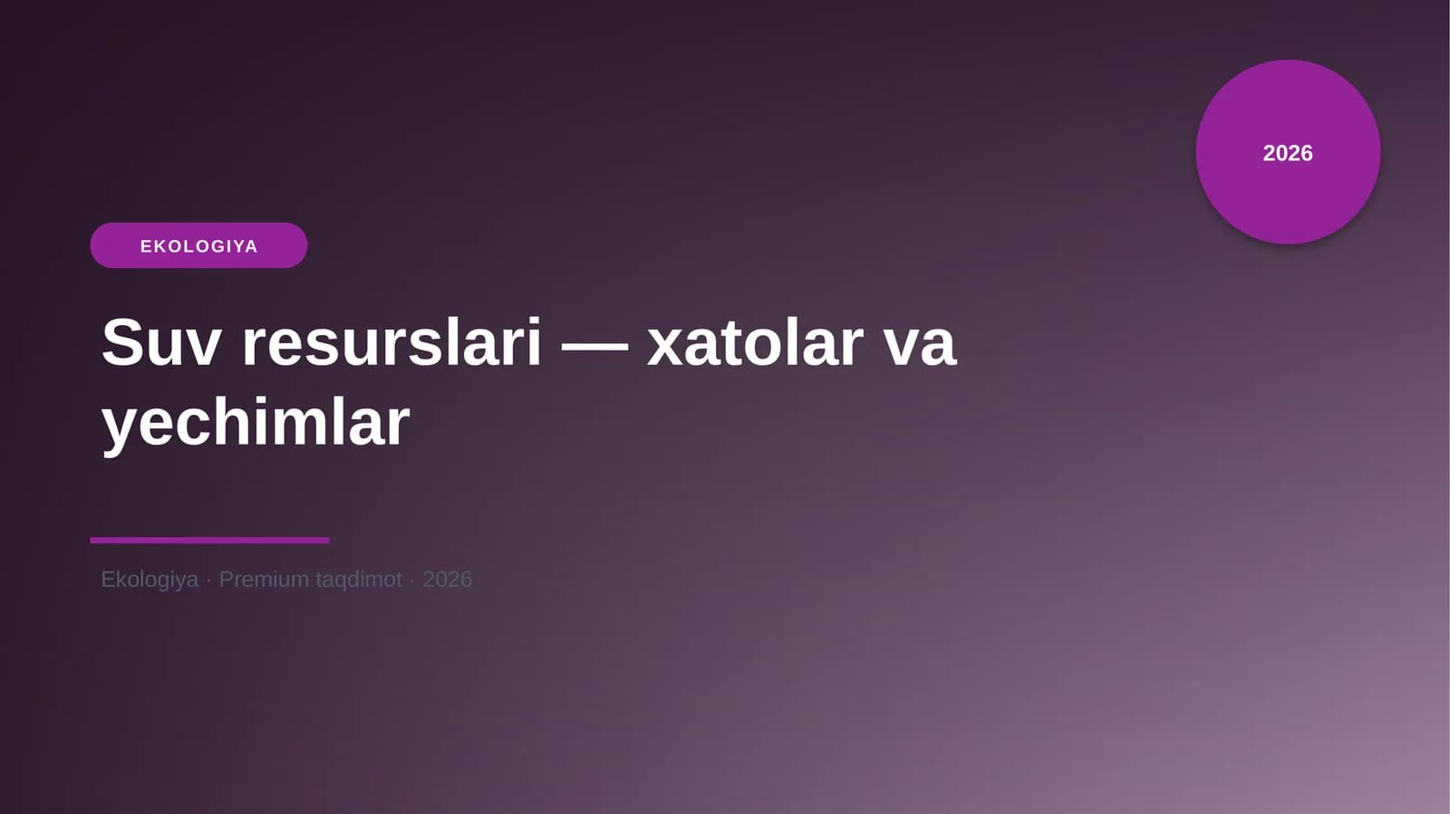 Suv resurslari — xatolar va yechimlar