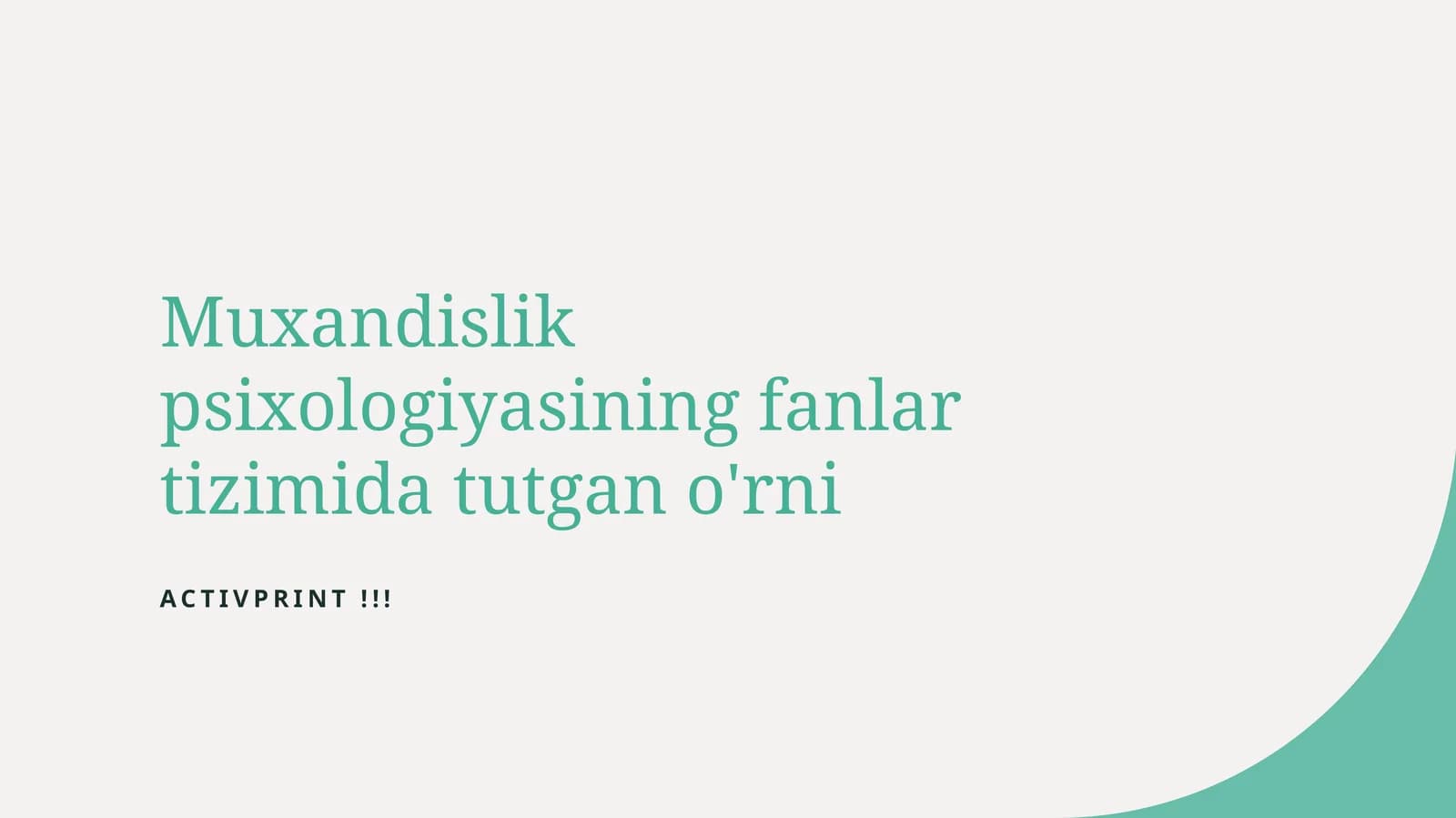 Muxandislik psixologiyasining fanlar tizimida tutgan o'rni