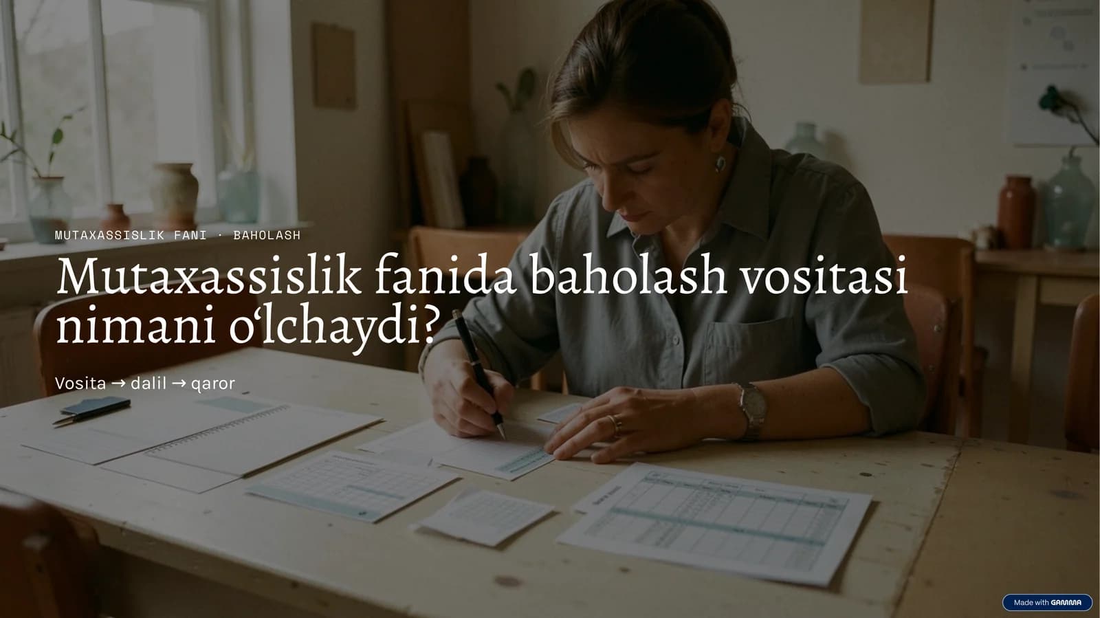 MUTAXASSISLIK FANI · BAHOLASH