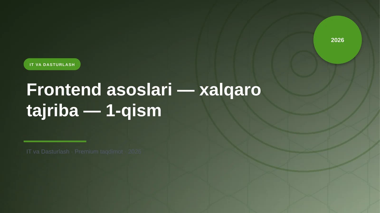 Frontend asoslari — xalqaro tajriba — 1-qism