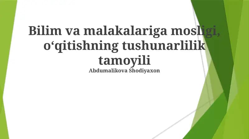 Tushunarli Ta'lim Printsiplari
