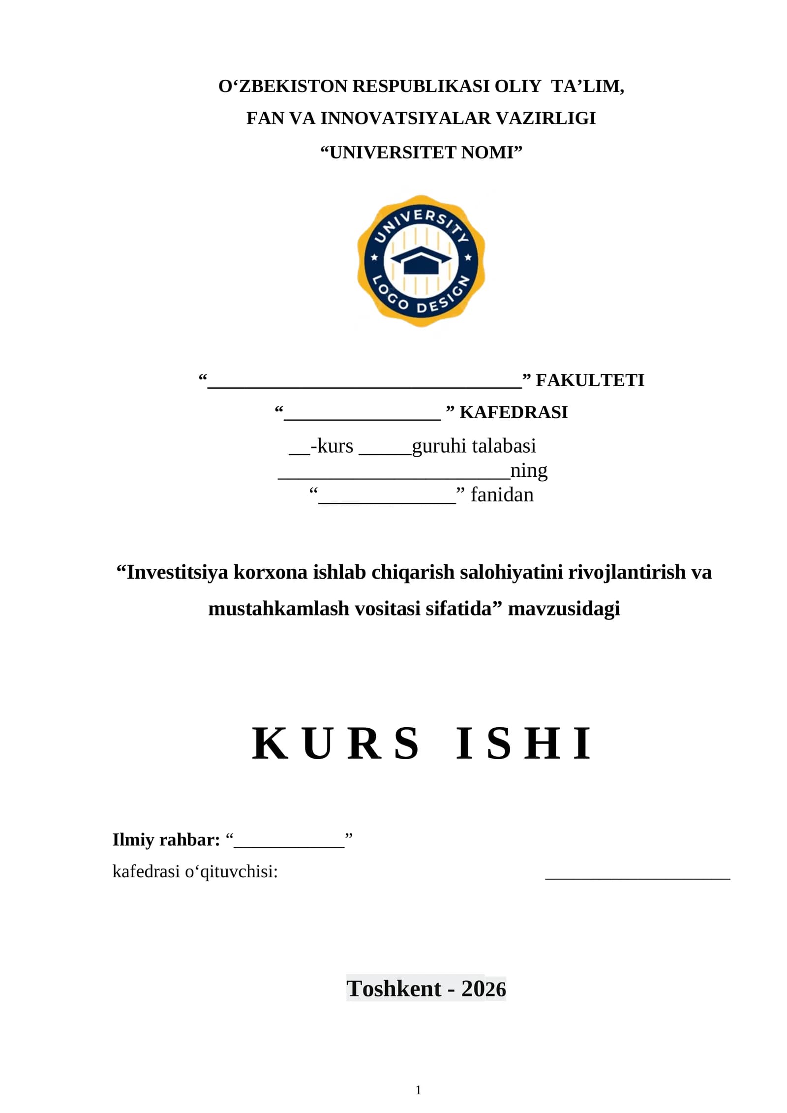 Investitsiya korxona ishlab chiqarish salohiyatini rivojlantirish va mustahkamlash vositasi