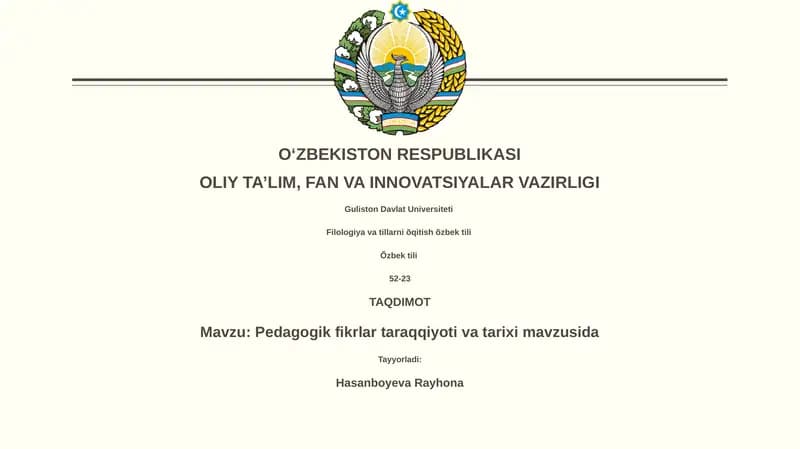 Pedagogik fikrlar taraqqiyoti va tarixi