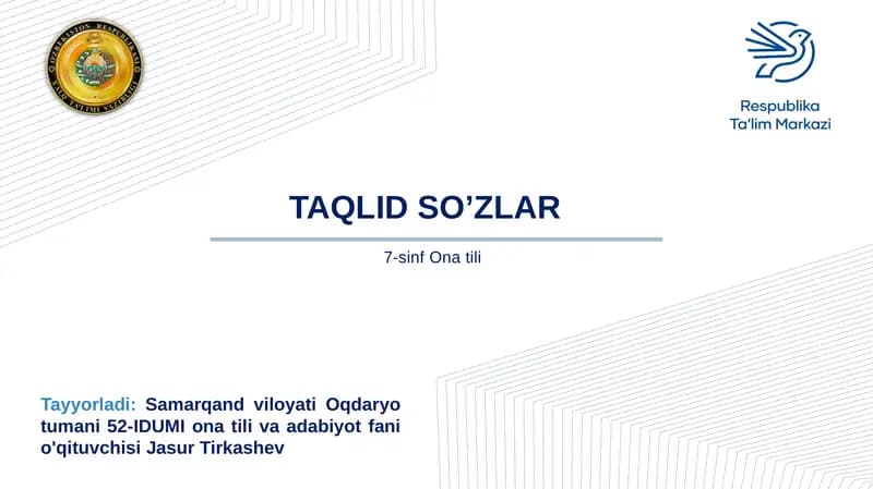Taqlid So'zlar