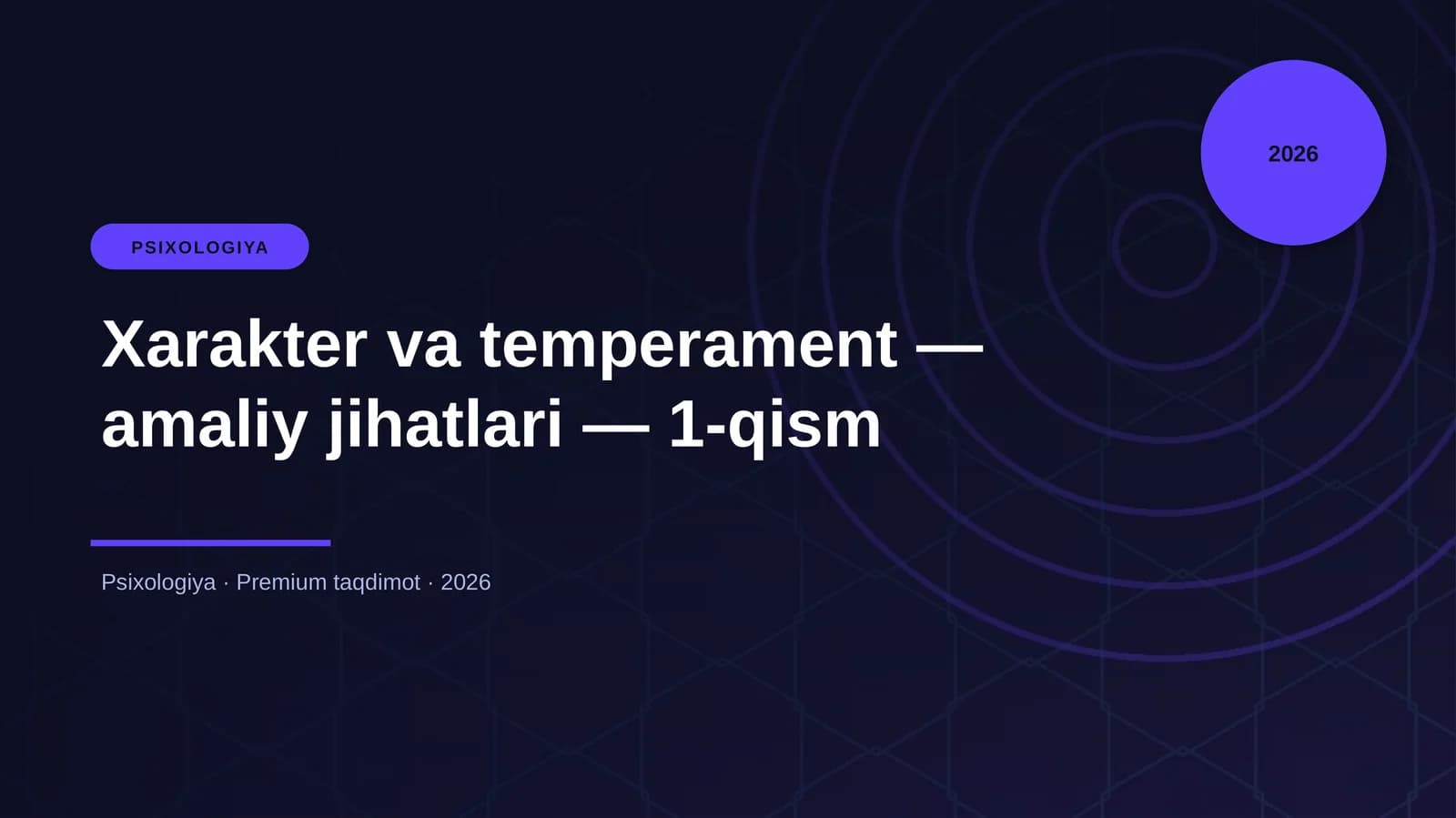Xarakter va temperament — amaliy jihatlari — 1-qism