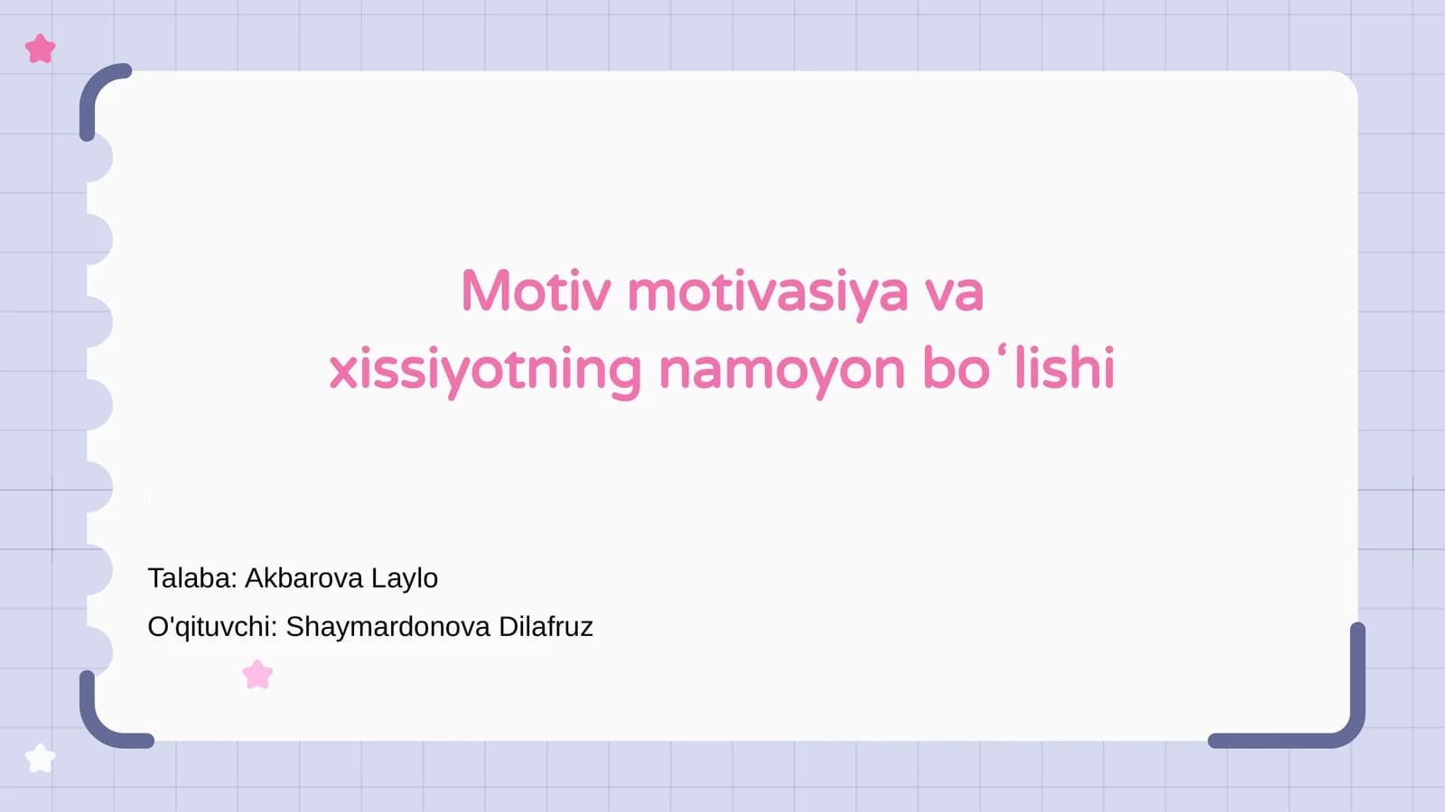 Motiv motivasiya va xissiyotning namoyon boʻlishi