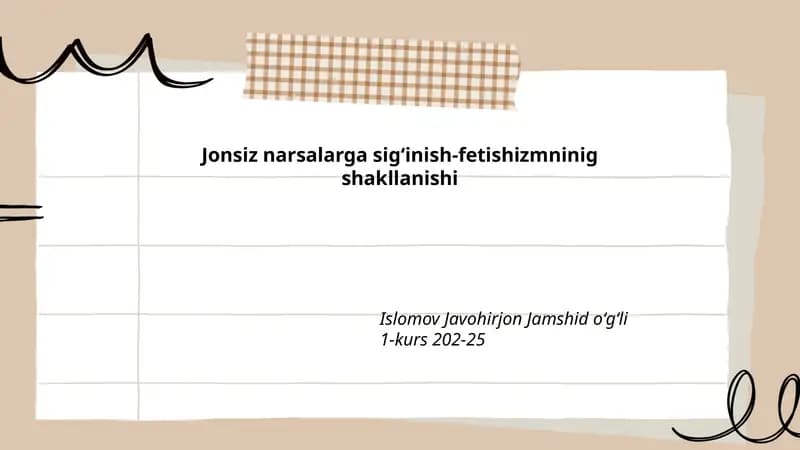 Jonsiz narsalarga sigʻinish-fetishizmninig shakllanishi