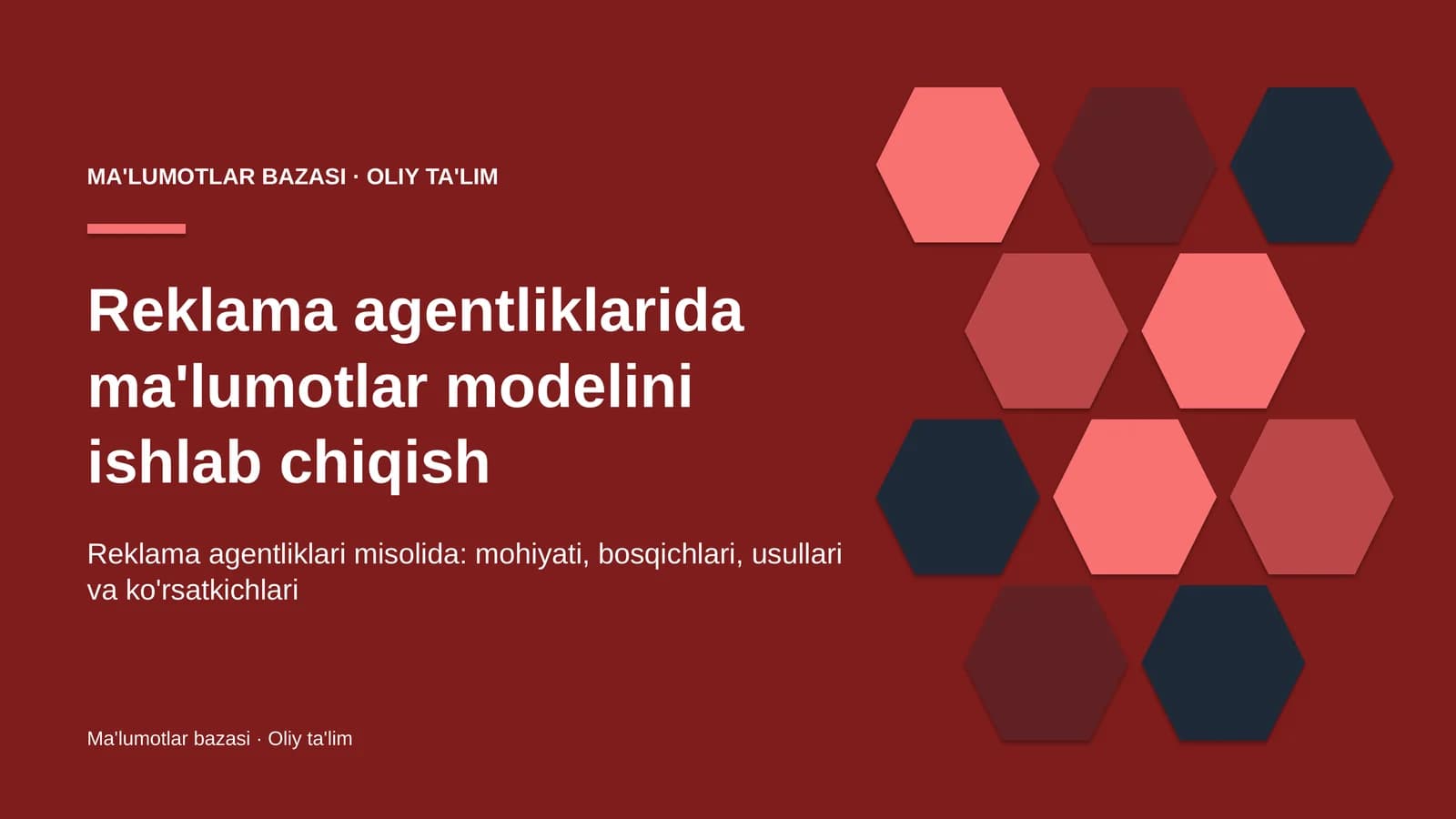 reklama agentliklarida ma'lumotlar modelini ishlab chiqish 6594