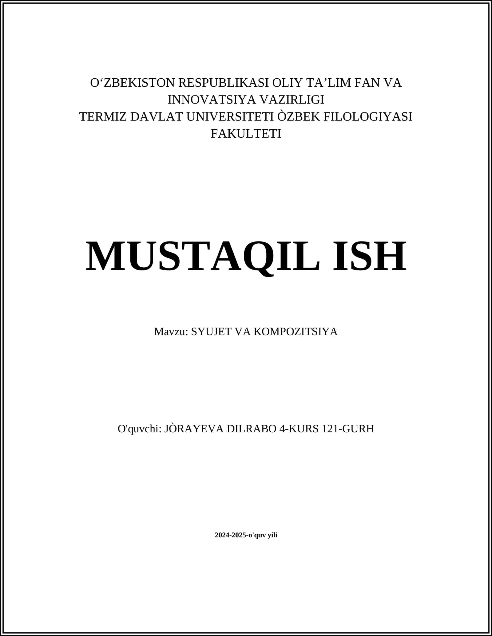 SYUJET VA KOMPOZITSIYA