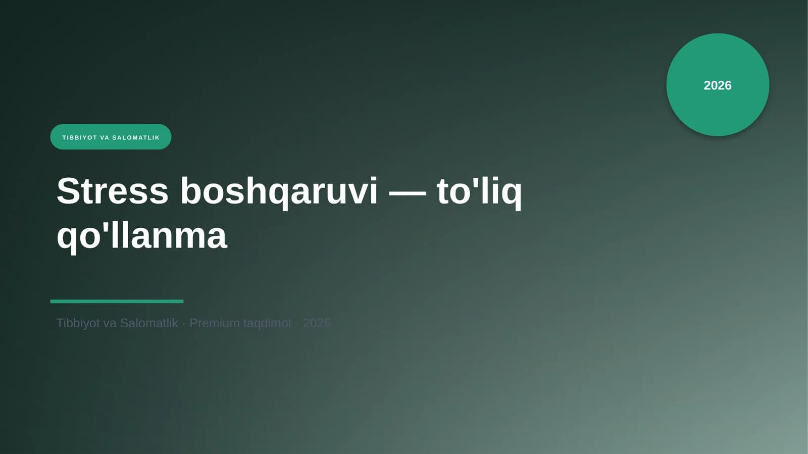 Stress boshqaruvi — to'liq qo'llanma