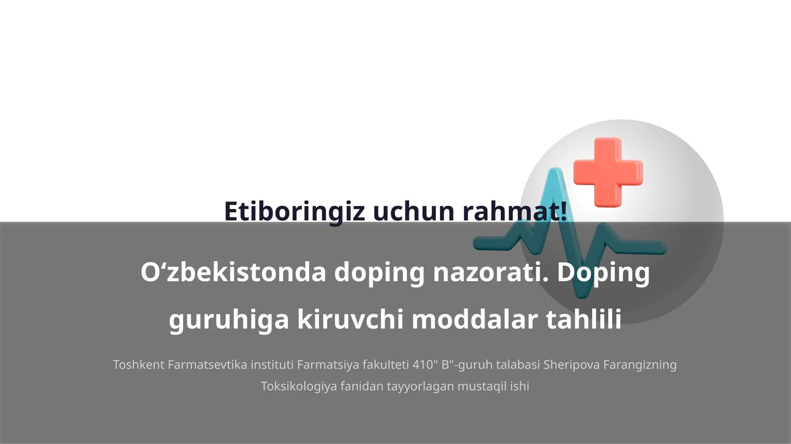 Toshkent Farmatsevtika instituti Farmatsiya fakulteti 410" B"-guruh talabasi Sheripova Farangizning Toksikologiya fanidan tayyorlagan mustaqil ishi